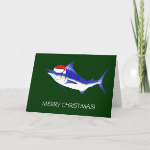 Cartes Pour Fêtes Annuelles Bleu Marlin Santa Claus