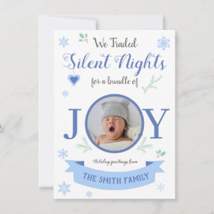 Cartes Pour Fêtes Annuelles Bleu mignon nuits Silent bundle de joie