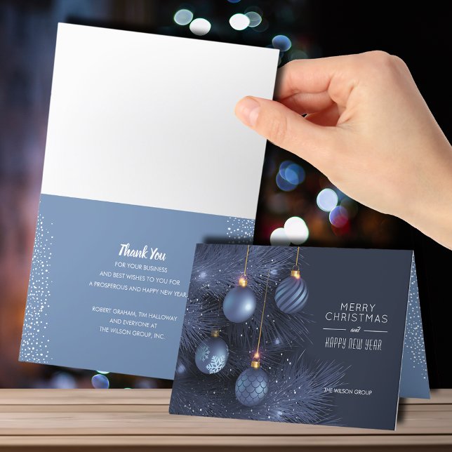 Cartes Pour Fêtes Annuelles Bleu Noël Ornements Affaires (Créateur téléchargé)