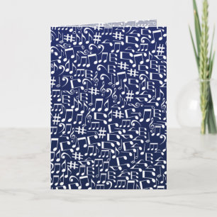 Cartes Pour Fêtes Annuelles Bleu Nuit Bleu de Cobalt Blanc Notes de Musique Da