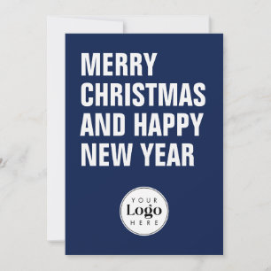 Cartes Pour Fêtes Annuelles Bleu Nuit Moderne de Noël d'Affaires de Logo Perso