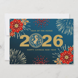 Cartes Pour Fêtes Annuelles Bleu or chinois Nouvel An du lapin