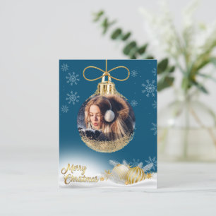 Cartes Pour Fêtes Annuelles Bleu ornement de Noël Photo Flocs de neige Moderne
