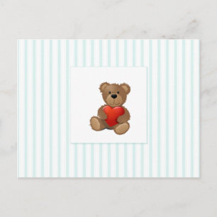 Cartes Pour Fêtes Annuelles Bleu - Ours en Teddy avec Coeur Saint Valentin