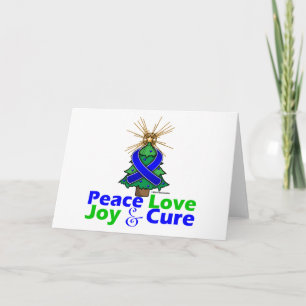 Cartes Pour Fêtes Annuelles Bleu Ruban Noël Paix Amour, Joie & Cure