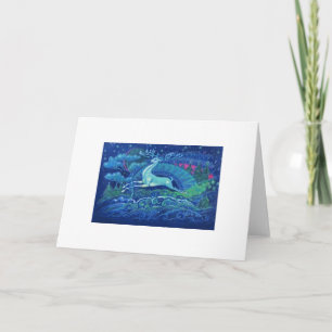 Cartes Pour Fêtes Annuelles Bleu russe Vintage renne de Noël
