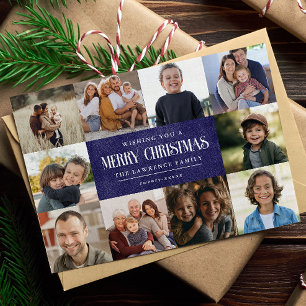 Cartes Pour Fêtes Annuelles Bleu rustique violet Noël 10 Photos Collage