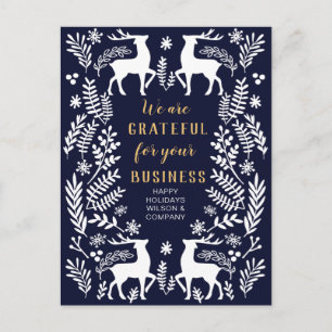 Cartes Pour Fêtes Annuelles Bleu scandinave nordique hiver renne entreprise