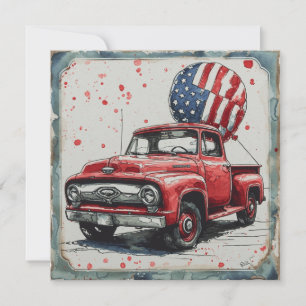 Cartes Pour Fêtes Annuelles Bliss de camion rouge rétro : gloire Vintage