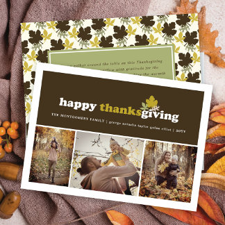 Cartes Pour Fêtes Annuelles Blocs Modernes Feuilles d'Automne Action de Grâce