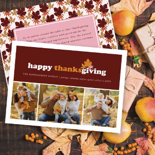 Cartes Pour Fêtes Annuelles Blocs modernes Feuilles d'automne Thanksgiving 3 P