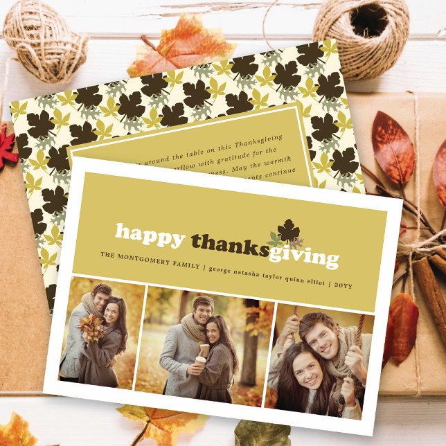 Cartes Pour Fêtes Annuelles Blocs modernes Feuilles d'automne Thanksgiving 3 P (Créateur téléchargé)