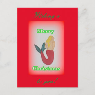 Cartes Pour Fêtes Annuelles blonde mermaid souhaitant joyeux noël