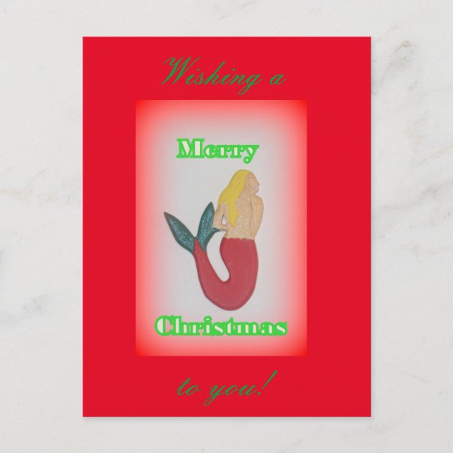 Cartes Pour Fêtes Annuelles blonde mermaid souhaitant joyeux noël (Devant)