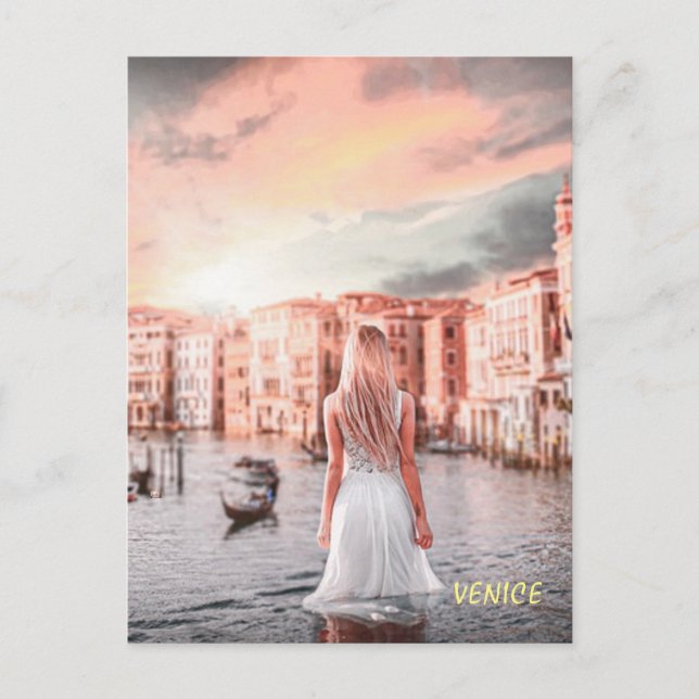 Cartes Pour Fêtes Annuelles Blondie Dans Venise Romantique (Devant)