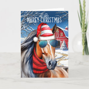 Cartes Pour Fêtes Annuelles Blood Bay Horse Funny MAREy Christmas