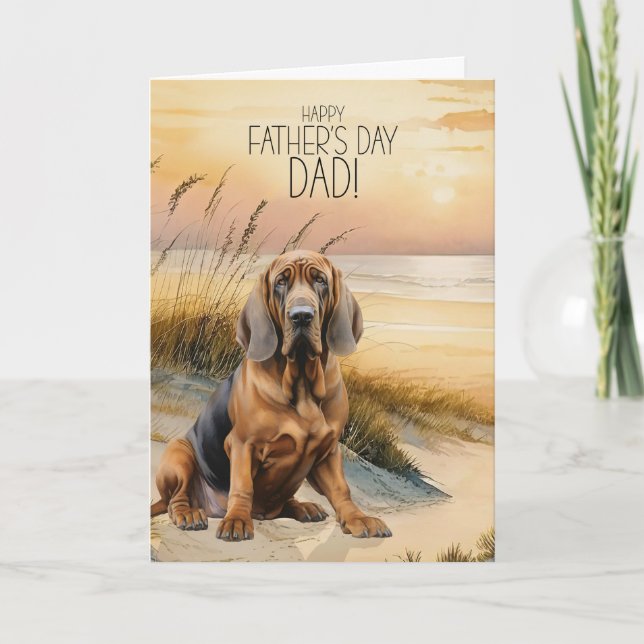 Cartes Pour Fêtes Annuelles Bloodhound Dog Sunset Beach Father's Day (Devant)