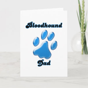 Cartes Pour Fêtes Annuelles Bloodhound Papa Pawprint bleu