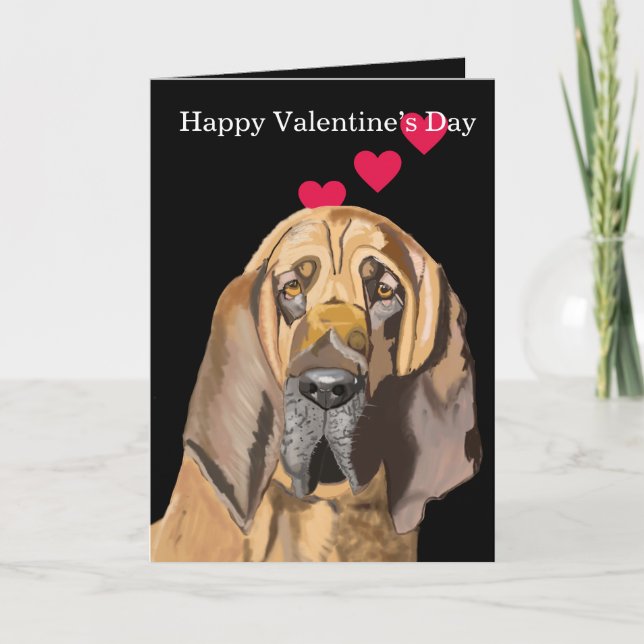 Cartes Pour Fêtes Annuelles Bloodhound Portrait Love Valentine (Devant)