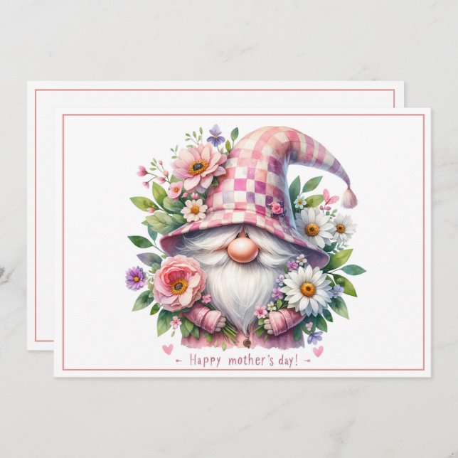 Cartes Pour Fêtes Annuelles Blooming Love : Gnome de la fête des mères (Devant / Derrière)