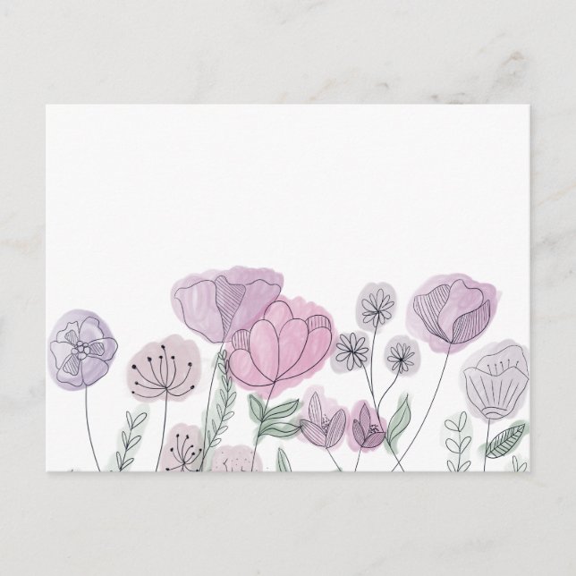 Cartes Pour Fêtes Annuelles Blooms Fleurs sauvages aquarelles (Devant)