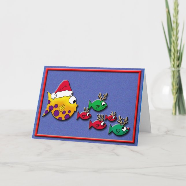 Cartes Pour Fêtes Annuelles Blowfish de Père Noël (Devant)