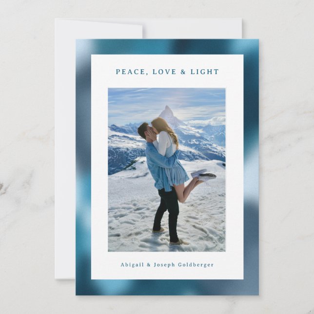 Cartes Pour Fêtes Annuelles Blue Abstract Gradient Hanukkah Photo (Devant)