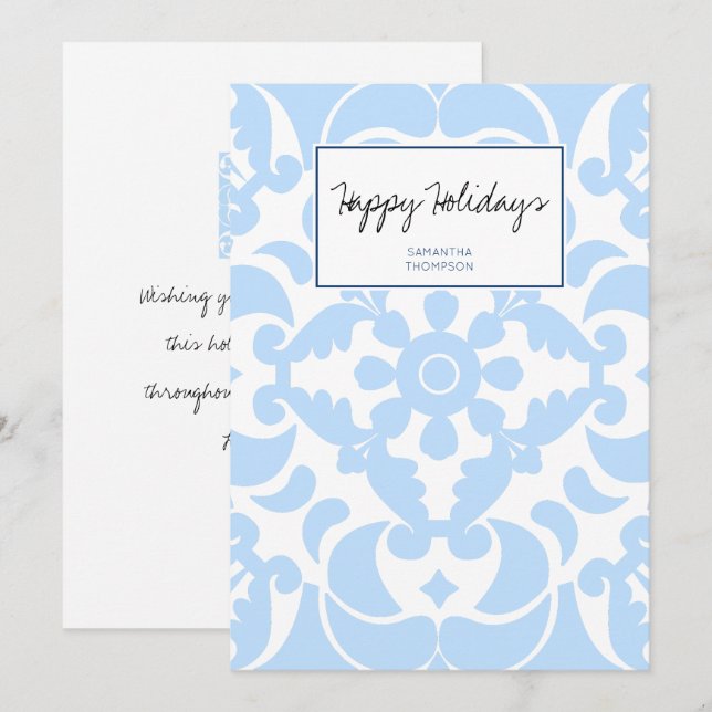 Cartes Pour Fêtes Annuelles Blue Azulejos portugais espagnol méditerranéen (Devant / Derrière)