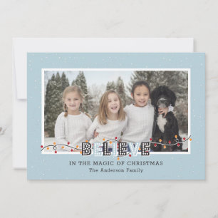 Cartes Pour Fêtes Annuelles Blue Believe In the Magic of Christmas Snow Photo