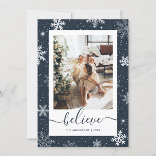 Cartes Pour Fêtes Annuelles Blue Believe Photo Snowflake