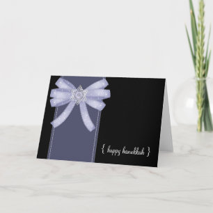 Cartes Pour Fêtes Annuelles Blue Bow 2 Happy Hanoukka Greeting Card