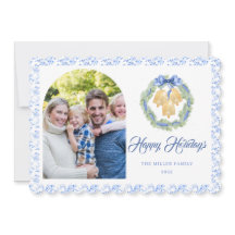 Blue Bow Watercolor Wreath Grandmillenial