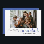 Cartes Pour Fêtes Annuelles Blue Calligraphy Happiest Hanoukka famille 1 photo<br><div class="desc">Blue Calligraphy Happiest Hanoukka famille 1 photo</div>