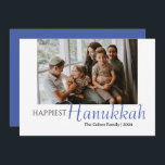 Cartes Pour Fêtes Annuelles Blue Calligraphy Happiest Hanoukka famille 1 photo<br><div class="desc">Blue Calligraphy Happiest Hanoukka famille 1 photo</div>