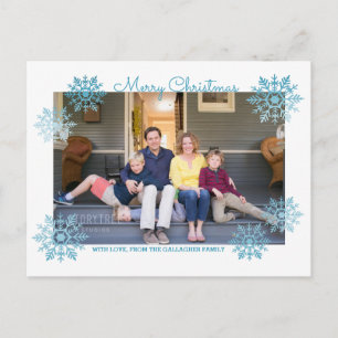 Cartes Pour Fêtes Annuelles Blue Chimmerge Chic Snowflake photo de vacances