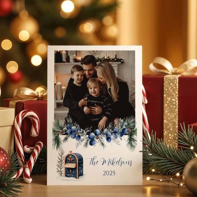 Cartes Pour Fêtes Annuelles Blue Chinoiserie Christmas Photo (Créateur téléchargé)