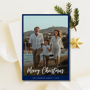 Cartes Pour Fêtes Annuelles Blue Christmas Family Photo Nautique Salutations