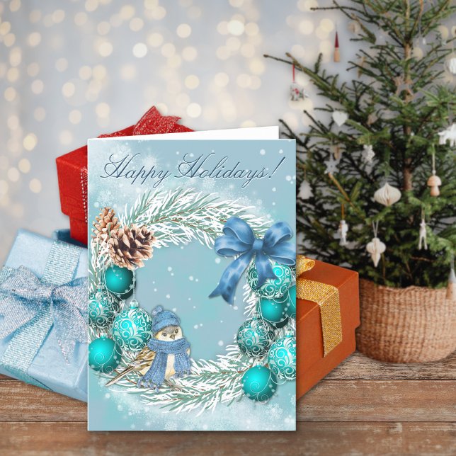Cartes Pour Fêtes Annuelles Blue Christmas Happy Holidays Greeting Card (Créateur téléchargé)