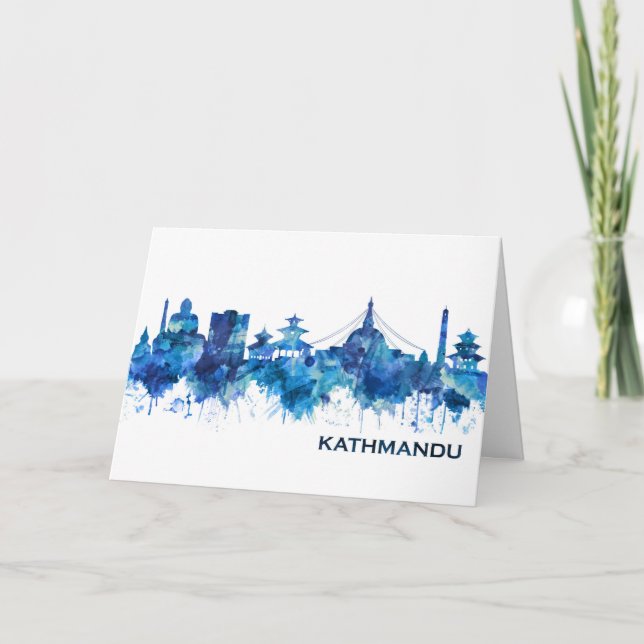 Cartes Pour Fêtes Annuelles Blue de Katmandou (Devant)