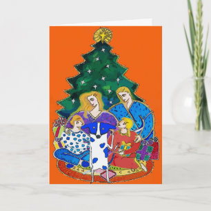 Cartes Pour Fêtes Annuelles Blue Dot Dig, Famille de Noël
