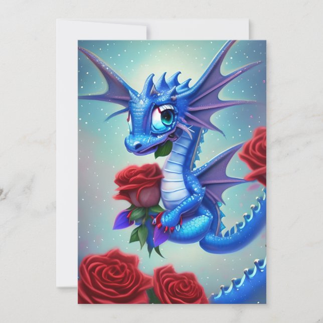 Cartes Pour Fêtes Annuelles Blue Dragon Valentine (Devant)