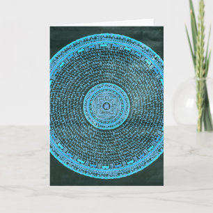 Cartes Pour Fêtes Annuelles Blue Fire Tibétain Mandala Art (Turquoise & Noir)