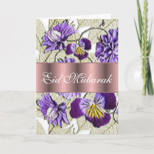 Cartes Pour Fêtes Annuelles Blue floral bouquet Eid Mubarak