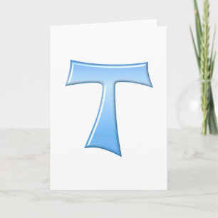 Cartes Pour Fêtes Annuelles Blue Glass Look Franciscan Tau Cross
