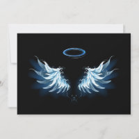 Blue Glowing Angel Wings on black background