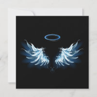 Blue Glowing Angel Wings on black background