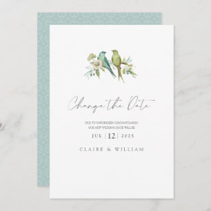 Cartes Pour Fêtes Annuelles Blue Green Birds Floral Aquarelle Mariage