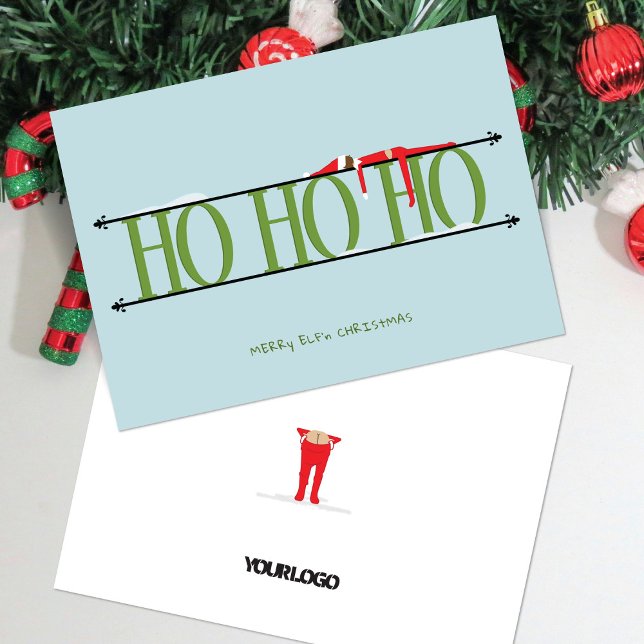 Cartes Pour Fêtes Annuelles Blue & Green Elf Shenanigans Entreprise Noël (Créateur téléchargé)