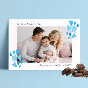 Cartes Pour Fêtes Annuelles Blue Hearts Photo Saint-Valentin