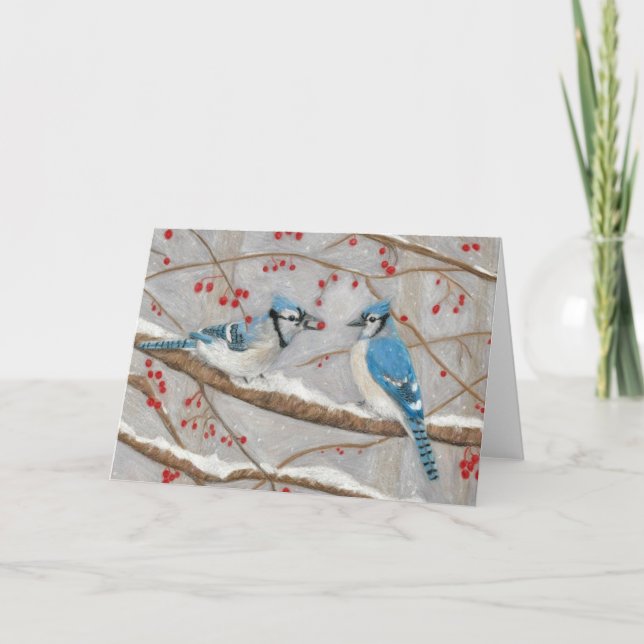 Cartes Pour Fêtes Annuelles Blue Jays de l'artiste autiste Marcy Deutsch (Devant)